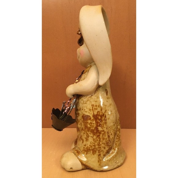 Terry's Village Garden Bunny #2 Stoneware Metal Basket  10" Easter Spring - Picture 4 of 11